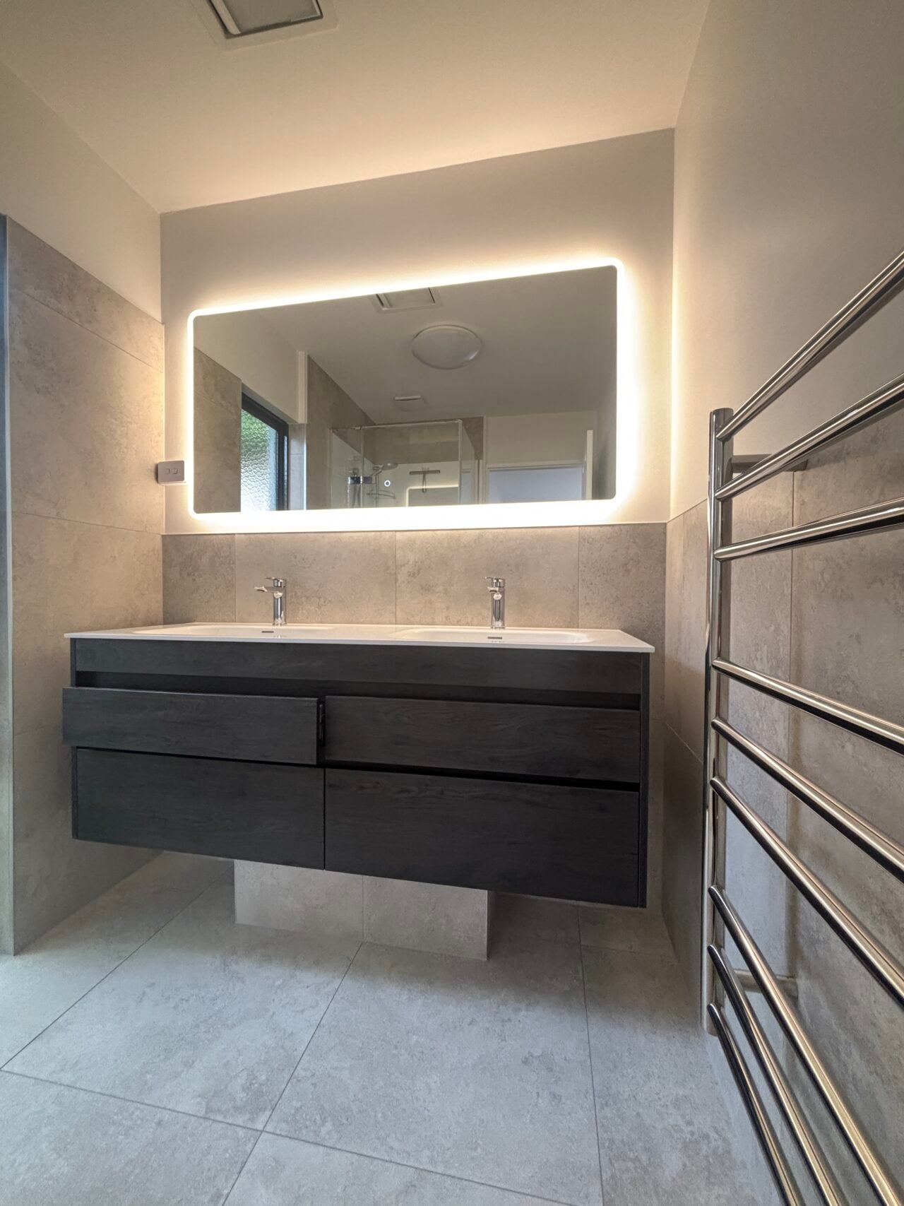 Partially tiled bathrooms